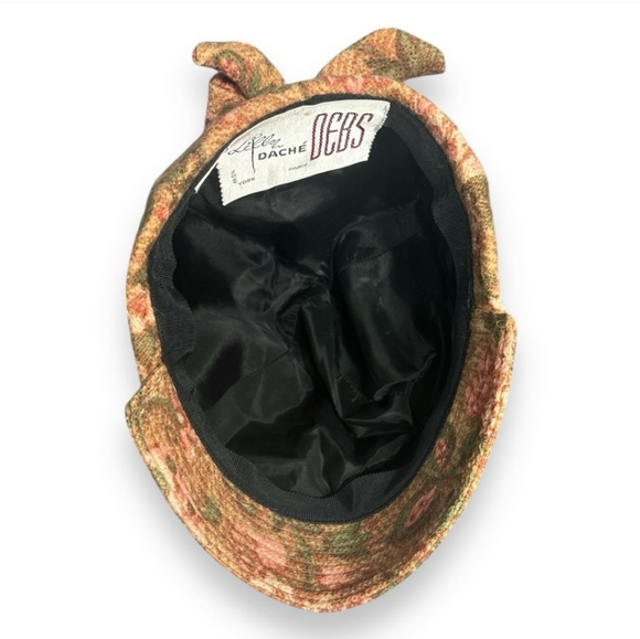 LILLY DACHÉ Floral Pattern Brimmed Beehive Cloche Hat VINTAGE RARE - Picture 5 of 8